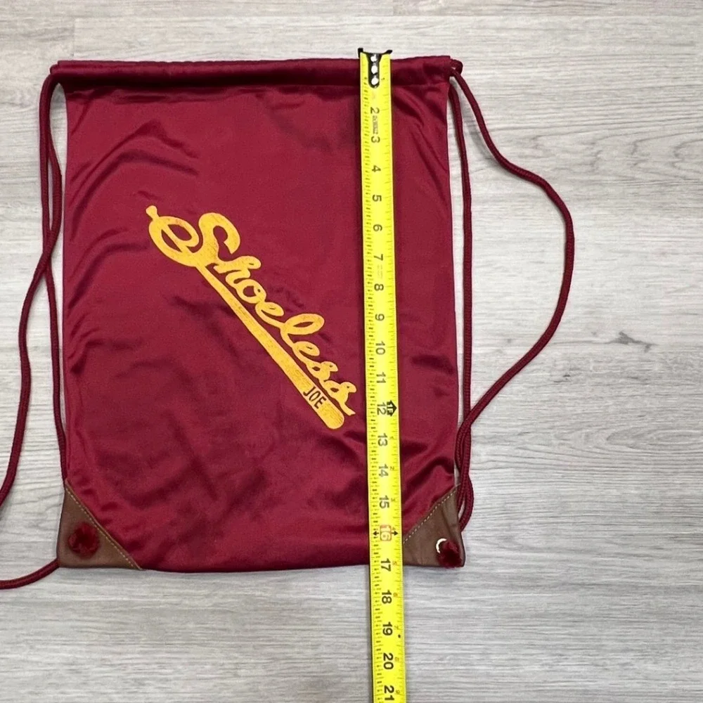 Shoeless Joe Baseball‎ Drawstring Backpack Maroon Gold Leather Accents